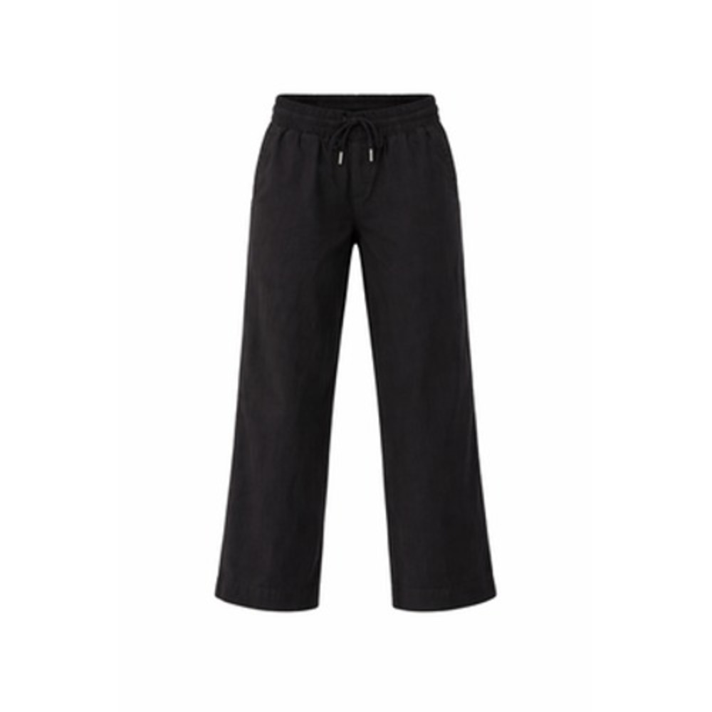 Quince Pants Womens Small Black Linen Cropped Wide Leg Drawstring Pull On